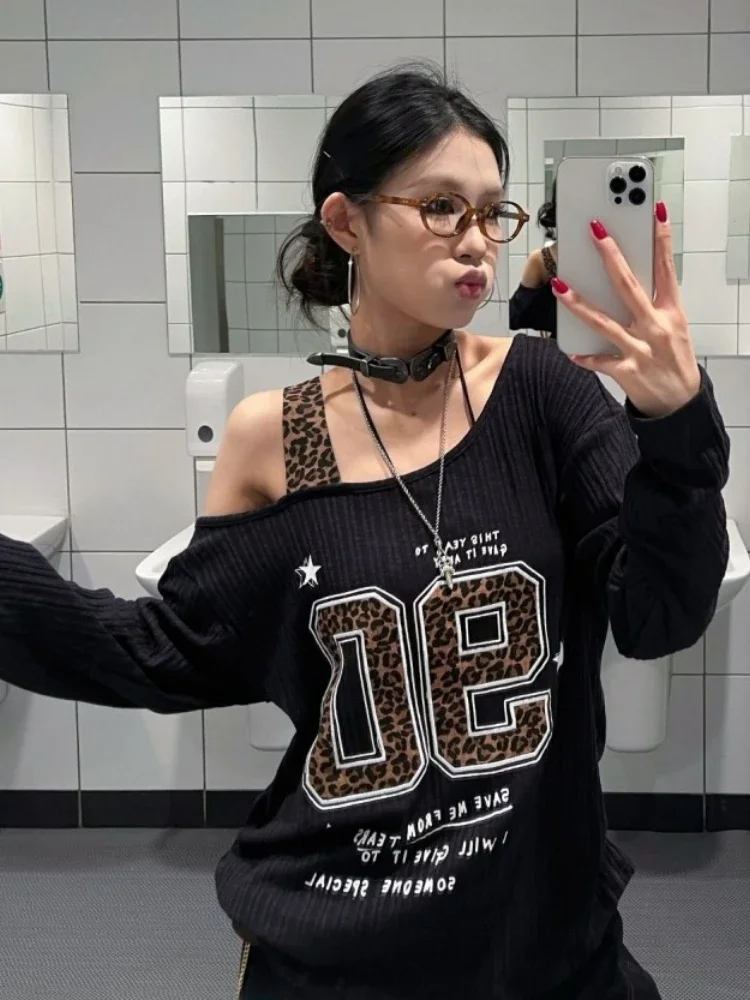 Kaos Leopard Print Patchwork Y - Shirts ulasan dan harga