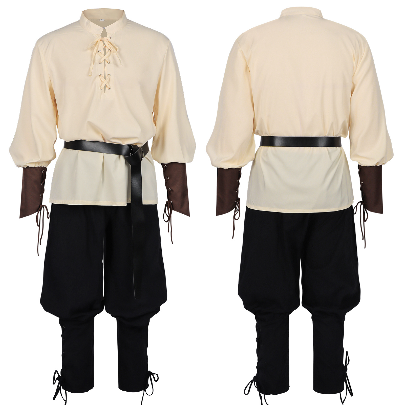 Kostum Bajak Laut Halloween Ke - Medieval Gothic Lace Up Pirate Shirt ulasan dan harga